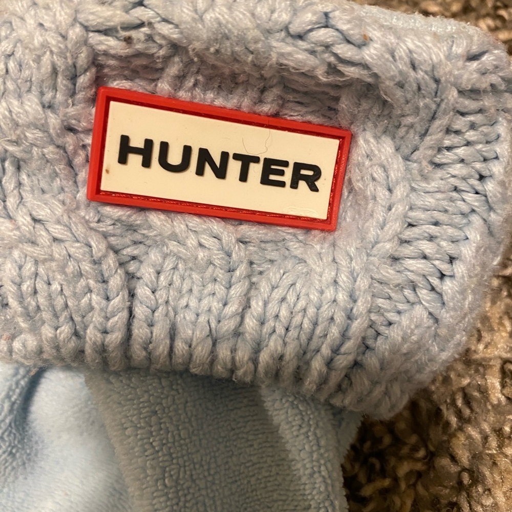 Hunter Sky Blue Cable Knit Boot Socks